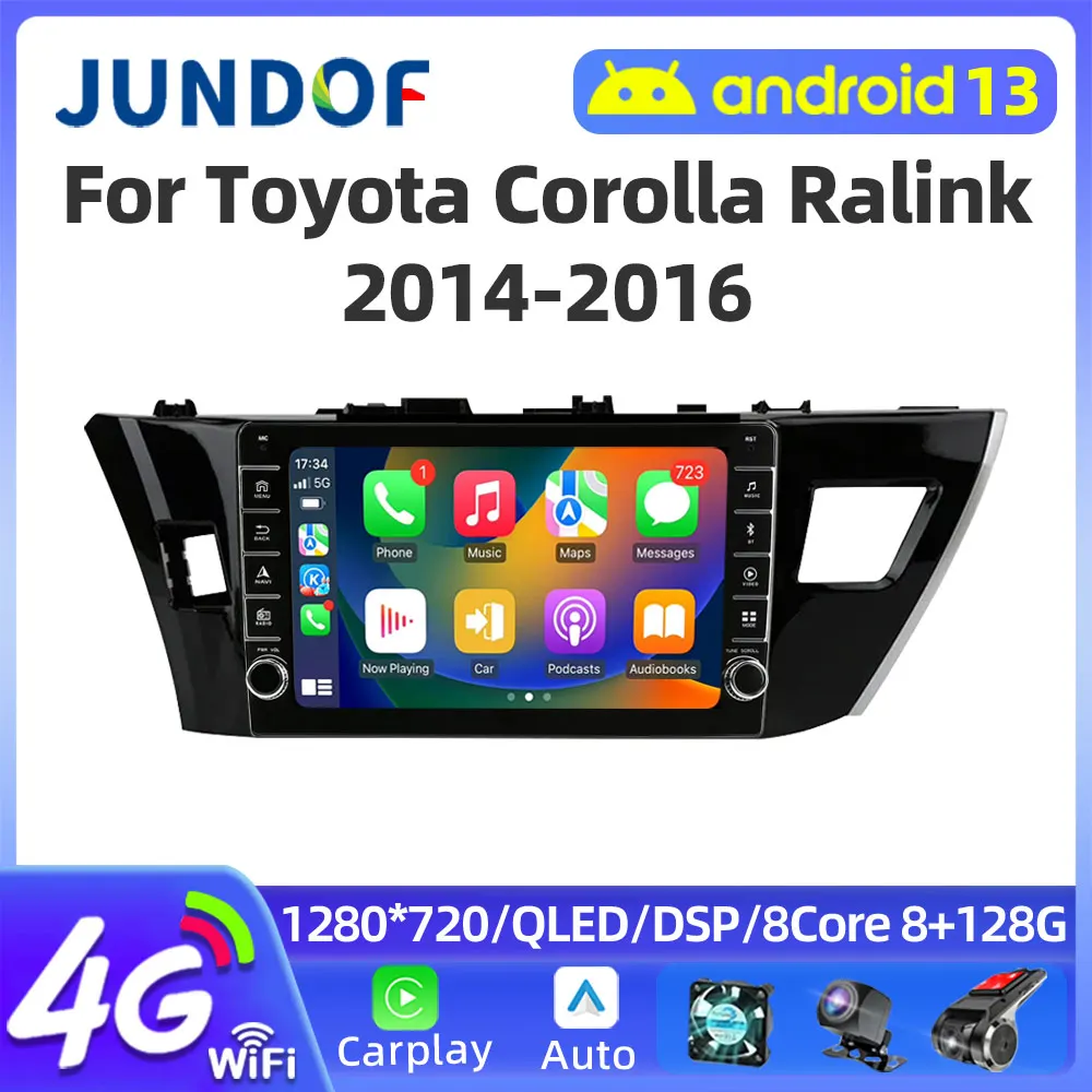 Android 13 2 Din Car Radio for Toyota Corolla Ralink 2014-2016 Multimedia Video Player Navigation MP5 Stereo Carplay Head Unit