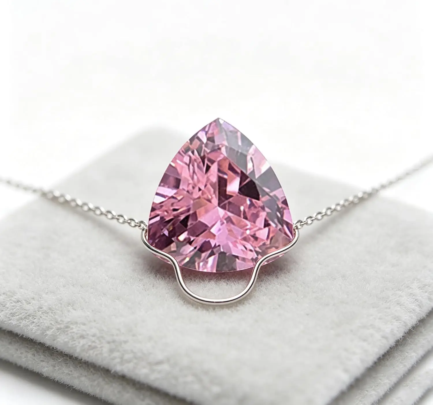 Trillion Cut Triangle Pink Loose Gemstone, Brilliant Faceted Sparkling Polished Pink Loose Stone for Ring Pendant Earrings Jewelry Making DIY Craft Gemstone Gift view 3