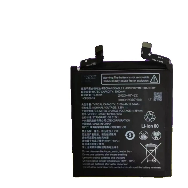 New Li3949T44P8h776759 5100mAh Battery for ZTE Nubia Z50S Pro NX713J Mobile Phone 1ICP6/68/74 Mobile Phone Batteries + Tools