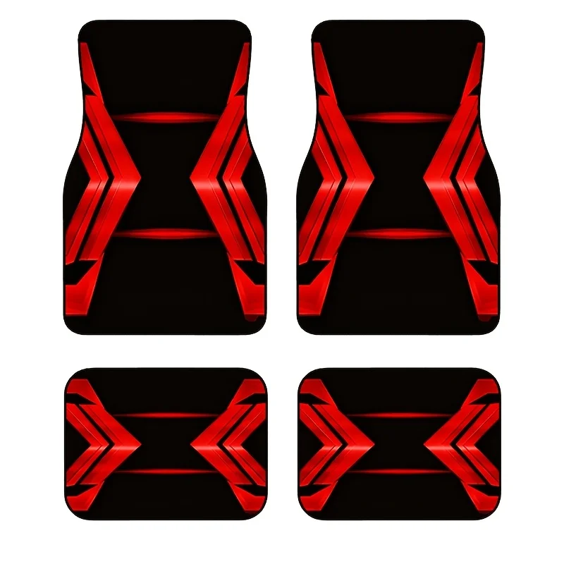 4pcs Geometric Car Floor Mats, Trendy And Unique Car Pedal Pads For Cars, Trucks, And SUVs- Perfect Gift For Family Or Friends O 6