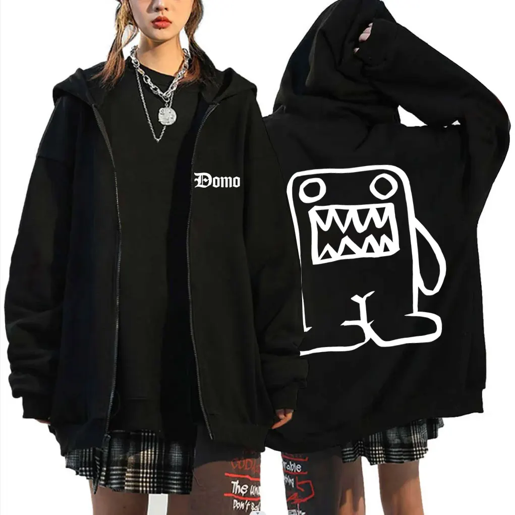 

Domo Kun Funny Meme Graphic Zipper Hoodie Men's Women Fashion Casual Humor Zip Up Jacket Male Fleece Cotton Zip Up Sweatshirts