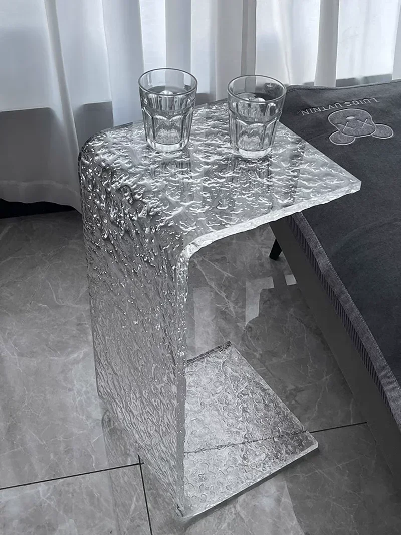 Modern Minimalist Acrylic Transparent Corner Small Coffee Table Stable Structure Space Saving Versatile Use Durable Build