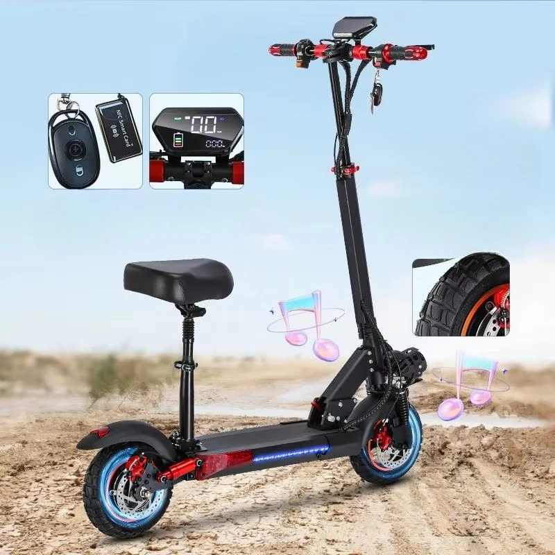 Direct Sales of 800W 48V High-power Portable Electric Scooter, 10-inch Wide Tire Electric Scooter for Adults.