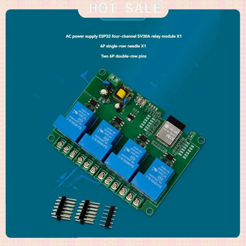 

24-часовая доставка ESP32, макетная плата, 4-канальный релейный модуль, 5 В/30 А, 220 В переменного тока, встроенное подключение WIFI Bluetooth