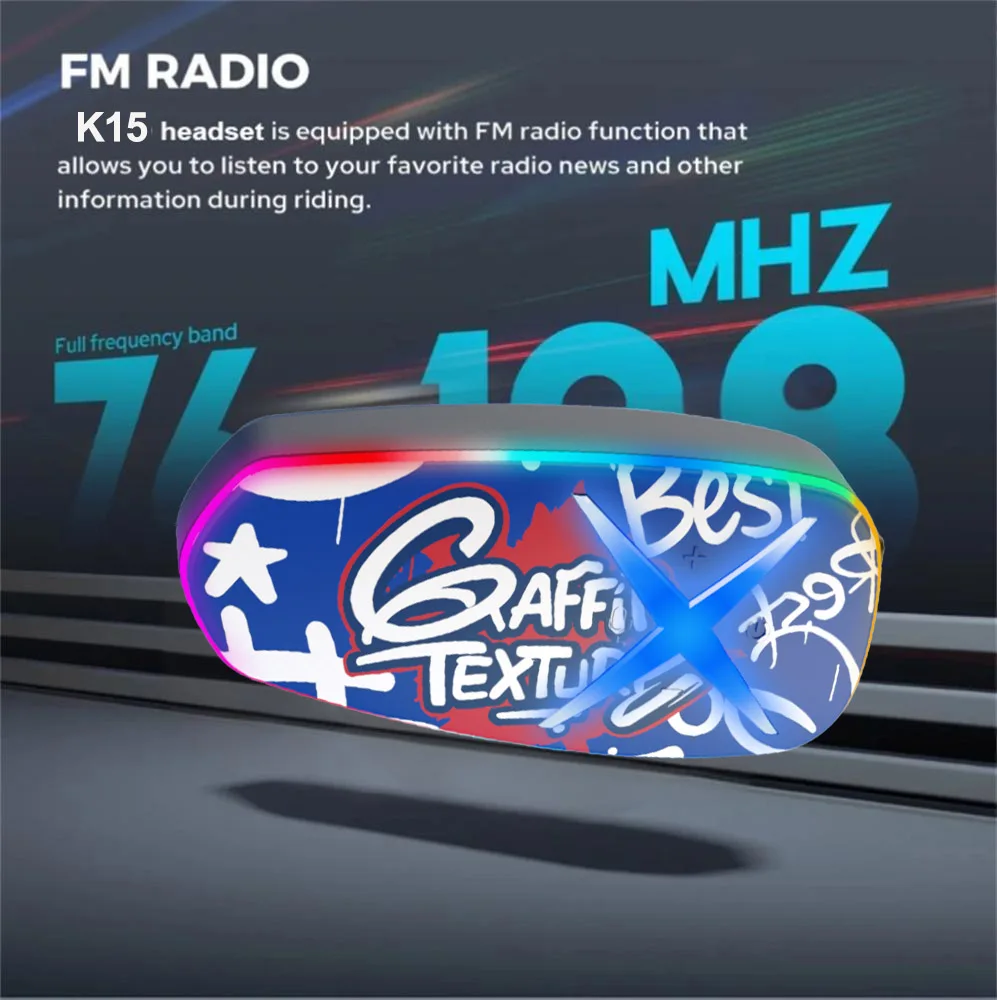 

FM-радио + Bluetooth 6,0, беспроводная гарнитура для мотоциклетного шлема, громкая связь, стерео водонепроницаемые наушники, музыкальный плеер, длительный режим ожидания