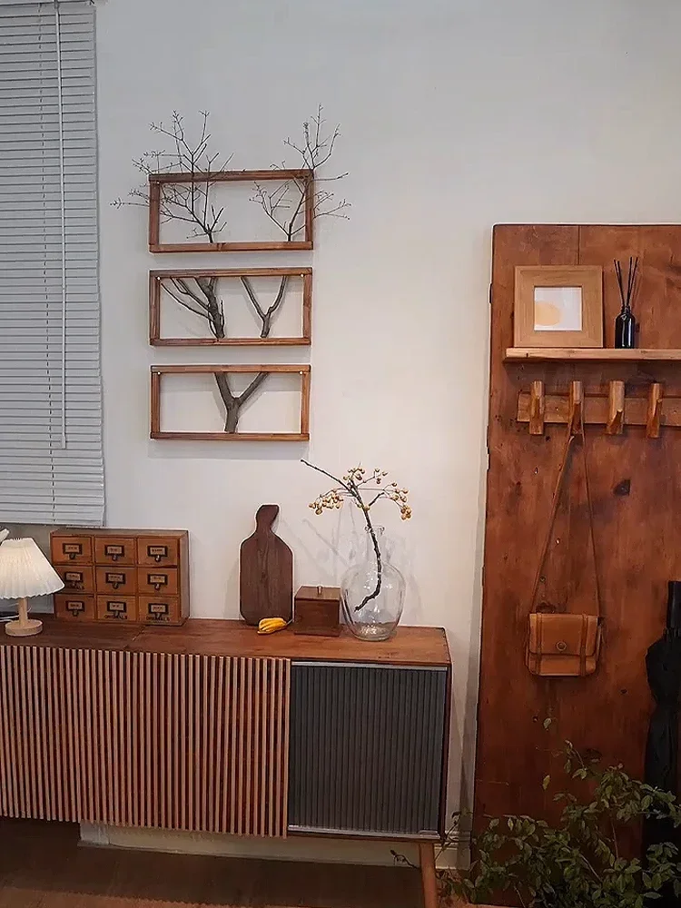 سجل الرياح اللوحة الزخرفية B & B خلفية الجدار الشنق اللوحة مطعم وابي الرياح الجدار الديكور قلادة حمالة صدر النباتات الخضراء #3