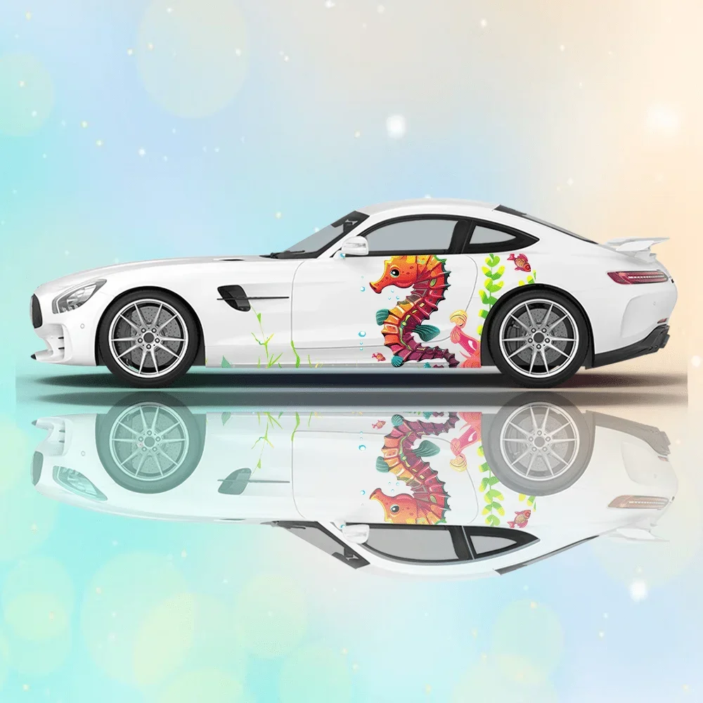 

Морской конек, коралл, морская трава, автомобильные виниловые наклейки, самоклеящаяся наклейка из ПВХ, подходит для грузовиков, внедорожников, украшения, автоаксессуары, подарок