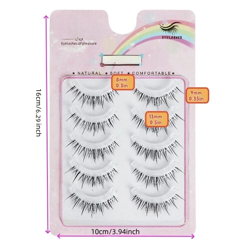 Korean Manga Lashes 5 Pairs False Eyelashes False Eyelashes Natural Wispy Soft Lash Extension Comic Eye Clear Band