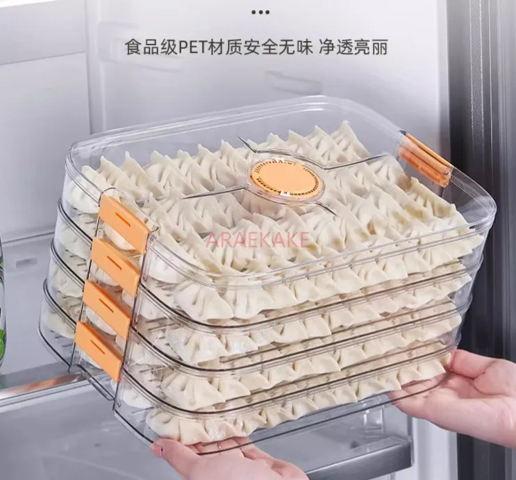 Special dumpling box for freezing, food grade preservation box, tray, frozen food, household refrigerator storage box