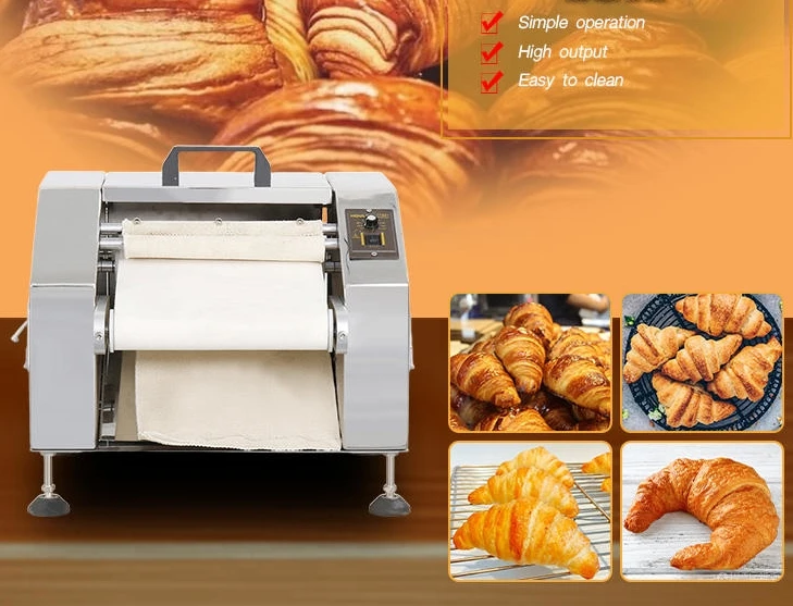 Electric Croissant Dough Sheeter Machine  Manual Croissant Rolling Making Machinery Grain Processing Small