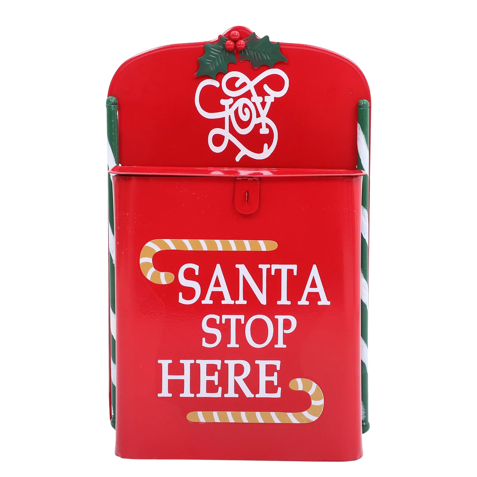 

Christmas Wall Mount Mailbox Vintage Red Metal Santa Letter Box For Home Outdoor Decor Festive Hanging Mailbox With Latch,