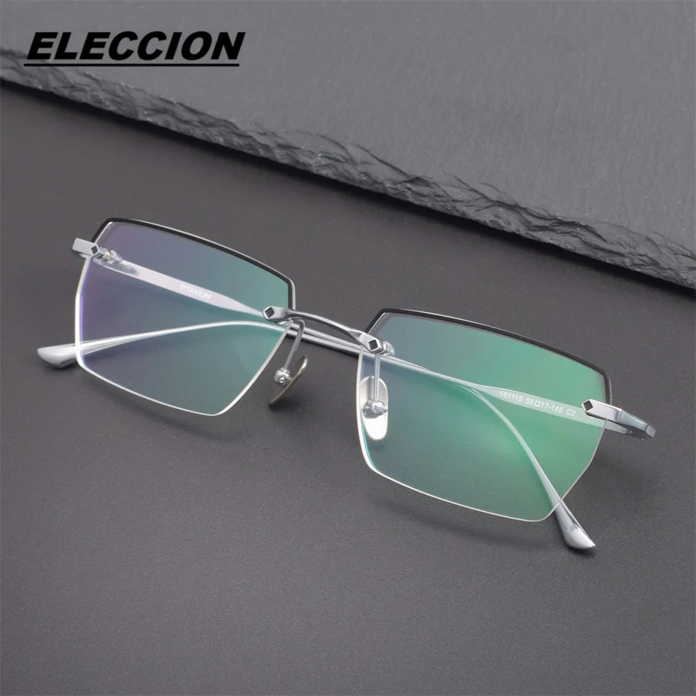 ELECCION High-quality Gentlemen\'s Rimless Glasses Optics Frame Male Frameless Eyewear Prescription Myopia Eyeglass Frames Men