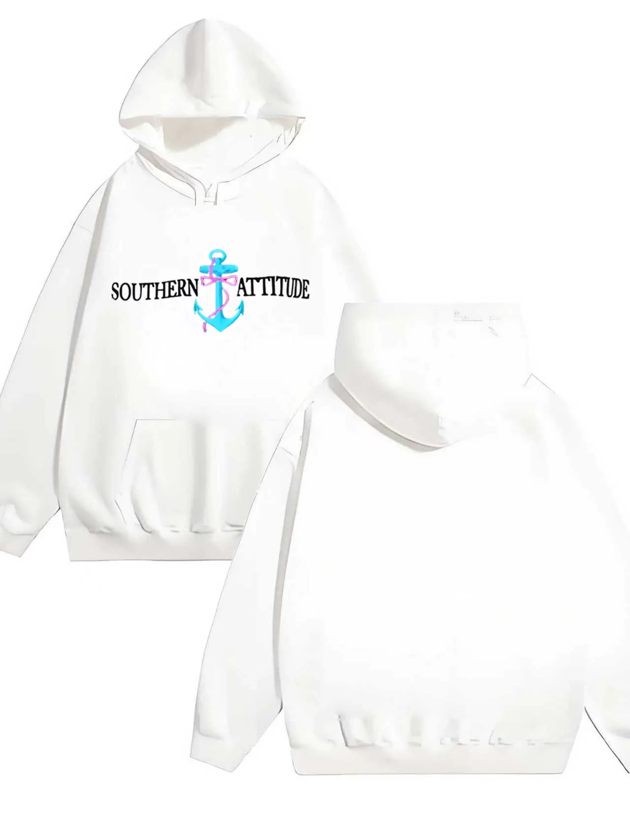 

2025 New Trendy 330G Heavyweight Southern Attitude Anchor Print Hoodie Casual Unisex