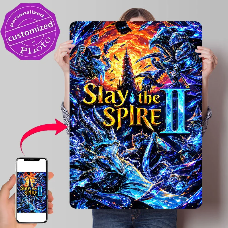 Slay the Spire II Game Art 3D Texture Printed Poster Custom Vintage Metal Tin Plate Sign for Wall Art Room Decorating Interior