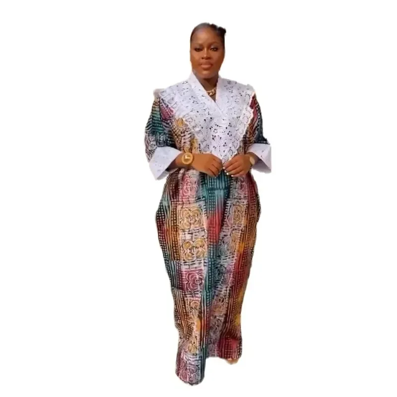 

Muslim Kaftan Maxi Dress 2024 African Dresses for Women Traditional Africa Clothing Dashiki Ankara Lace Outfit Gown Abayas Robe