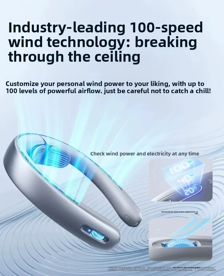 Portable Mini Neck Fan USB Rechargeable Bladeless Turbine Neck Hanging Cooling Fan