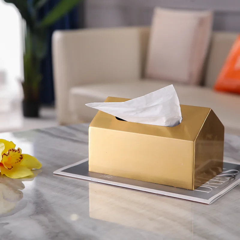 

Luxury Brass Tissue Box Table Decoration Handkerchief Toilet Paper Holder Living Room Napkin Holder Paper Storage Box ZH270