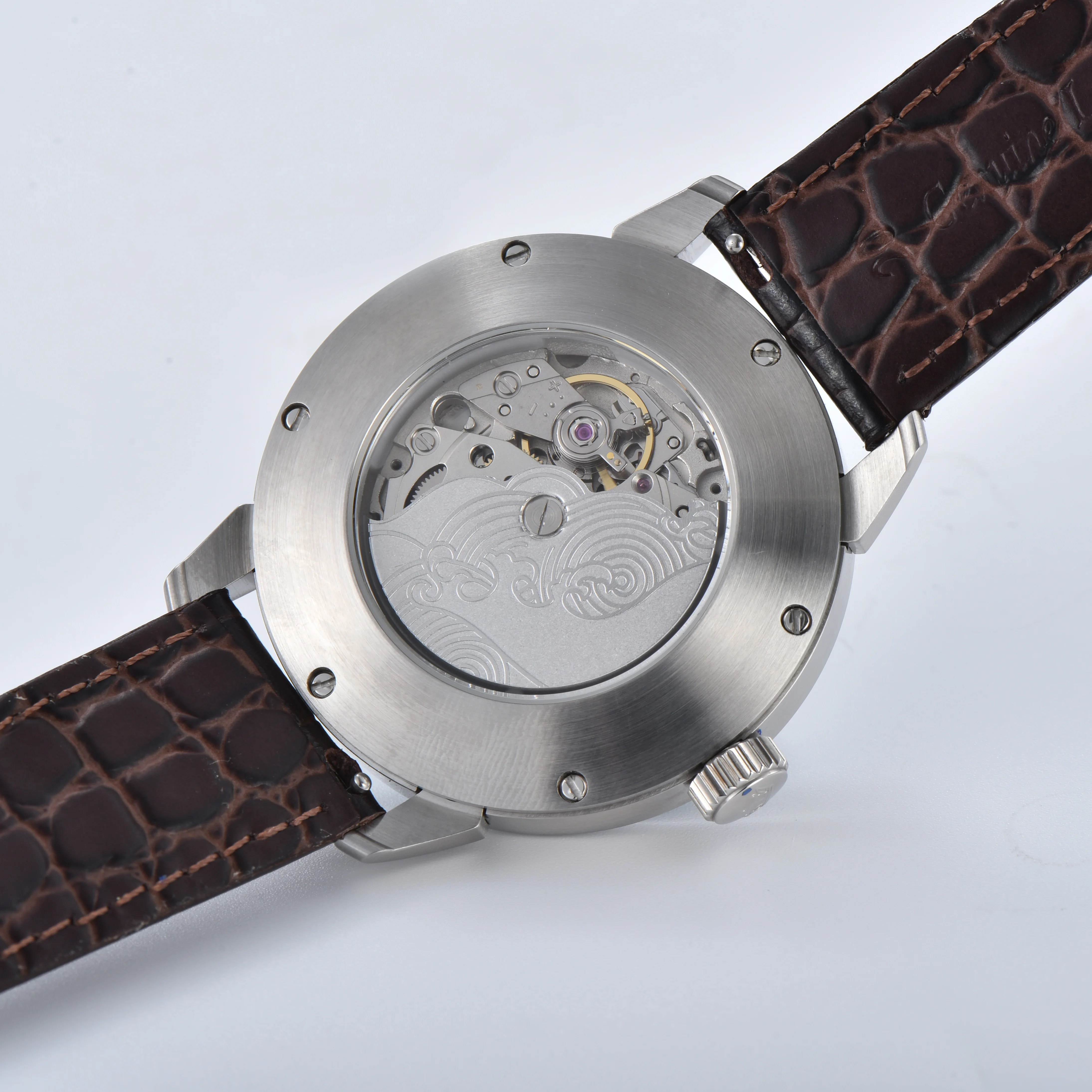 Orologio da uomo casual da 42 mm Stile periodo Edo Quadrante luminoso tutto verde Orologio meccanico automatico Orologio impermeabile in acciaio inossidabile 8215