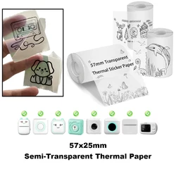 Transparent Printing Paper 57*25mm Mini Printer Translucent Paper Self-adhesive Printing Paper Roll Direct Thermal Paper