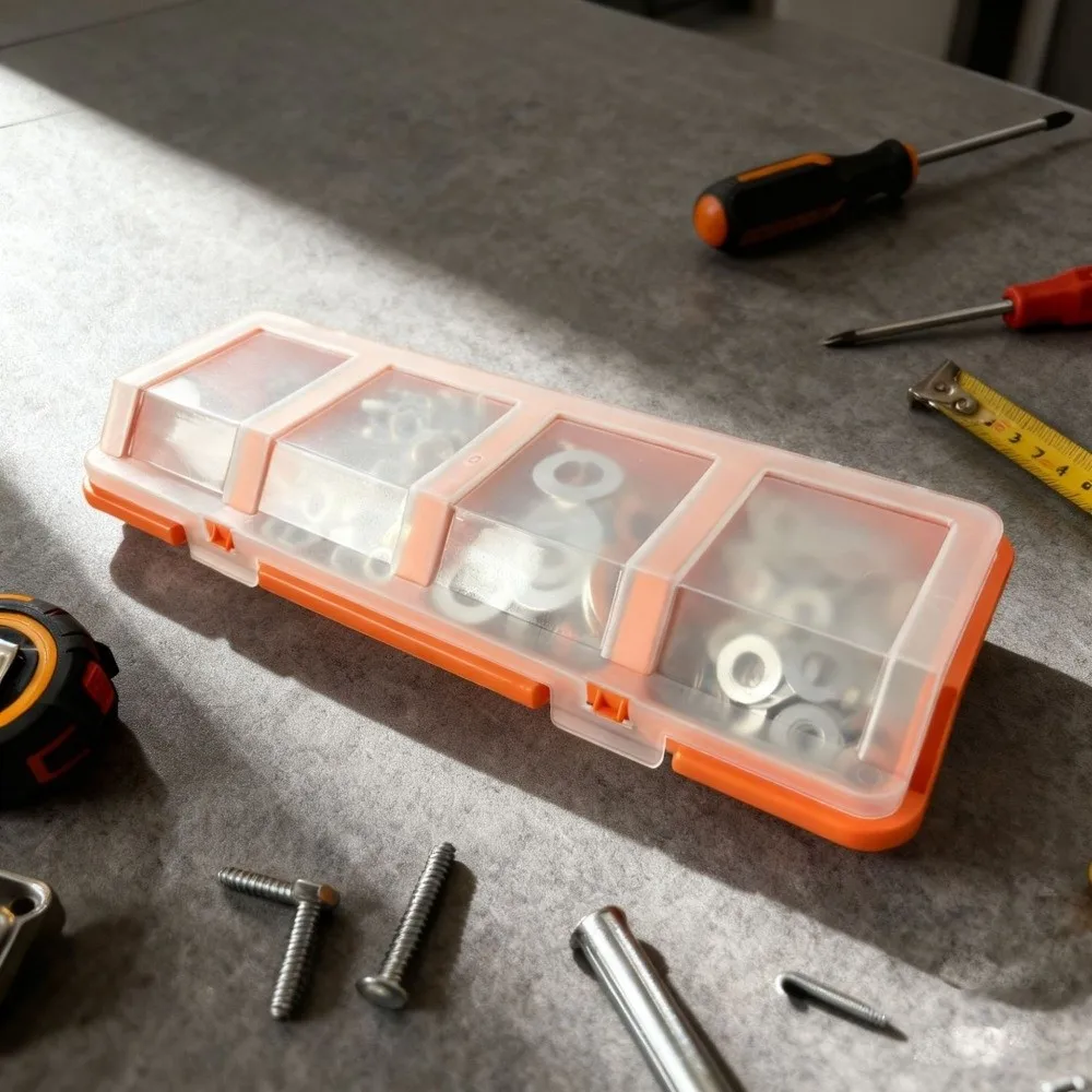 1Pcs Multicolor Parts Storage Box 4 Compartment with Lid Screw Organizer Box Multi-Compartment Durable Hardware Storage Case