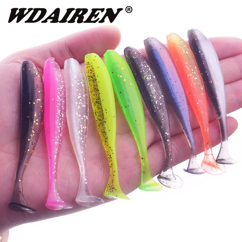 WDAIREN Soft Lure 5cm 7.5cm 9.5cm Double Color​ Shad Silicone Wobblers Fishing Worm Artificial Baits for Bass Sea Fishing Tackle