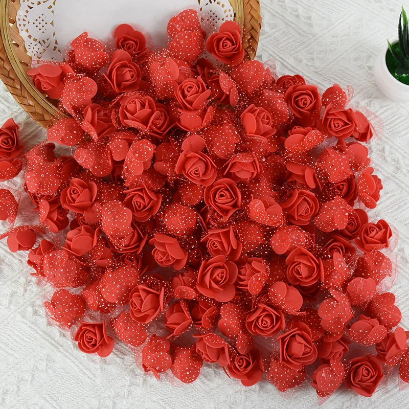 

200/100P 3cm Artificial Rose Flower Heads Fake Flower Decorations for DIY Craft Rose Bear Home Wedding Floral Bouquet Decor