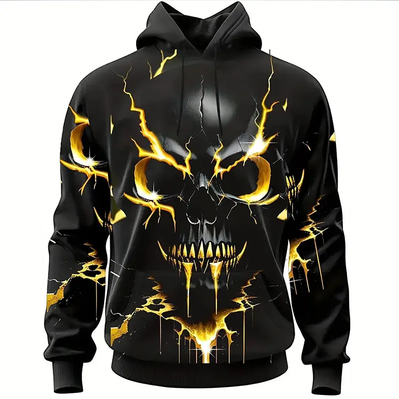 Mode Harajuku Skull 3d Print Hoodies Voor Mannen Hip Hop Trend Y 2K Kleding Oversized Sweatshirt Mannen Herfst Casual Capuchon