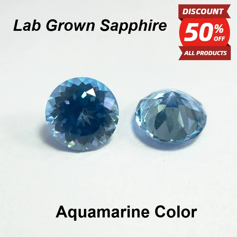 

Lab Grown Sapphire Aquamarine Color Oval Round Asscher Emerald Heart Shape Pear Shape Naked Gemstone Selectable Certificate