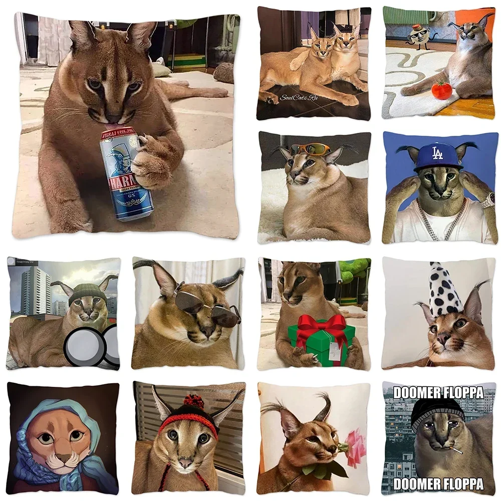 Funda De almohada Floppa Meme 45x45, decoración del hogar, Dakimakura, Gato De Caracol divertido, funda De almohada para sala De estar