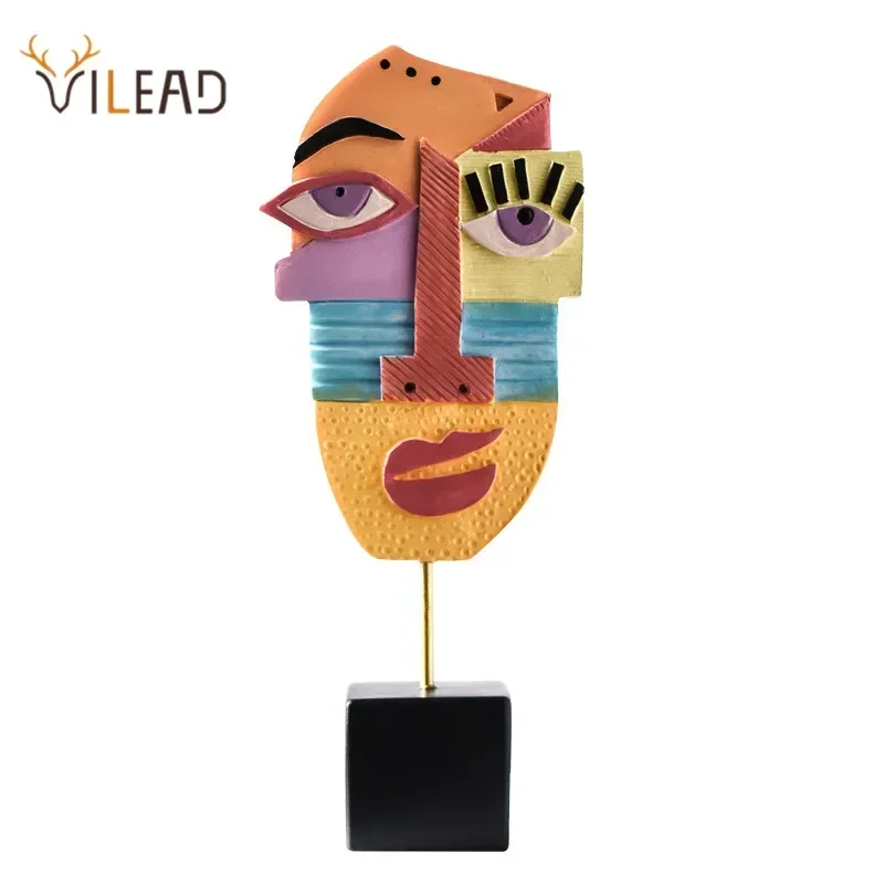 VILEAD Modern Resin Abstract Face Art Craft Ornament Creative Living Room Wine Cabinet Home Decoration Accessories 2021 New Year