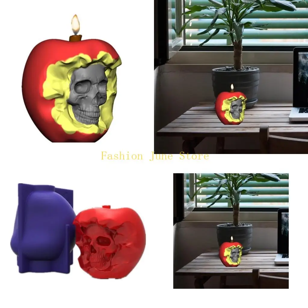 N5KA Skull for Apple Mold 3D Resin Epoxy Mould DIY Craft Soap Molds Home Decor