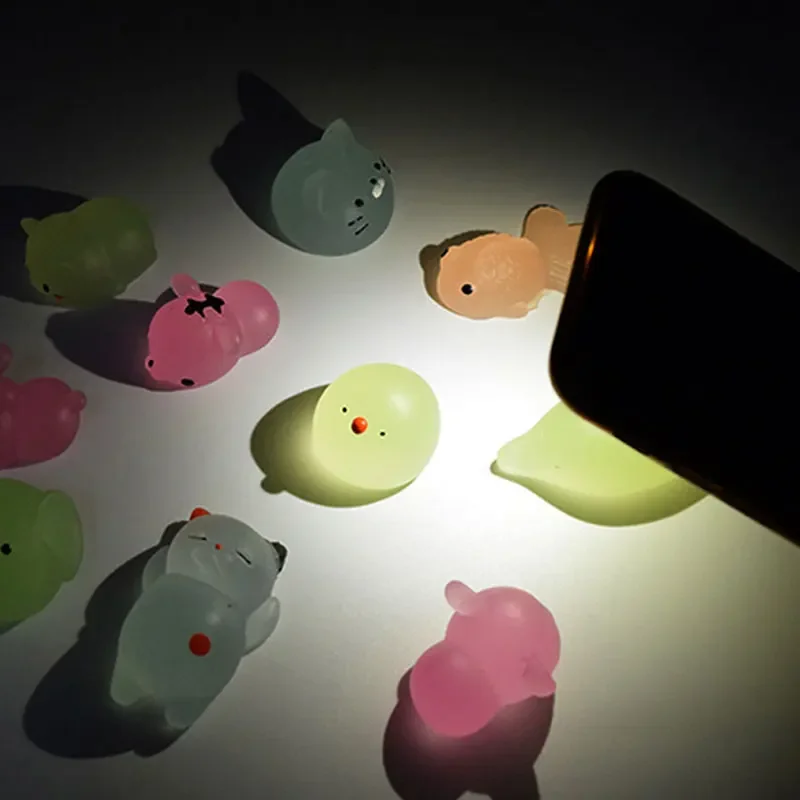 5-50Pcs NEW Glow Kawaii Toys Cute Animal Antistress Decompression Mochi Toy Soft Sticky Squishi Stress Relief  Funny Gift Toys