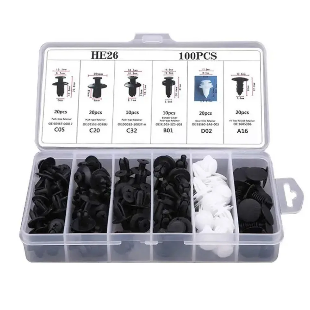100/50 Stück Auto-Befestigungsclips-Set, Mehrzweck-Autoklammern für Kotflügel, Stoßstange, Türverkleidung – Detail 1