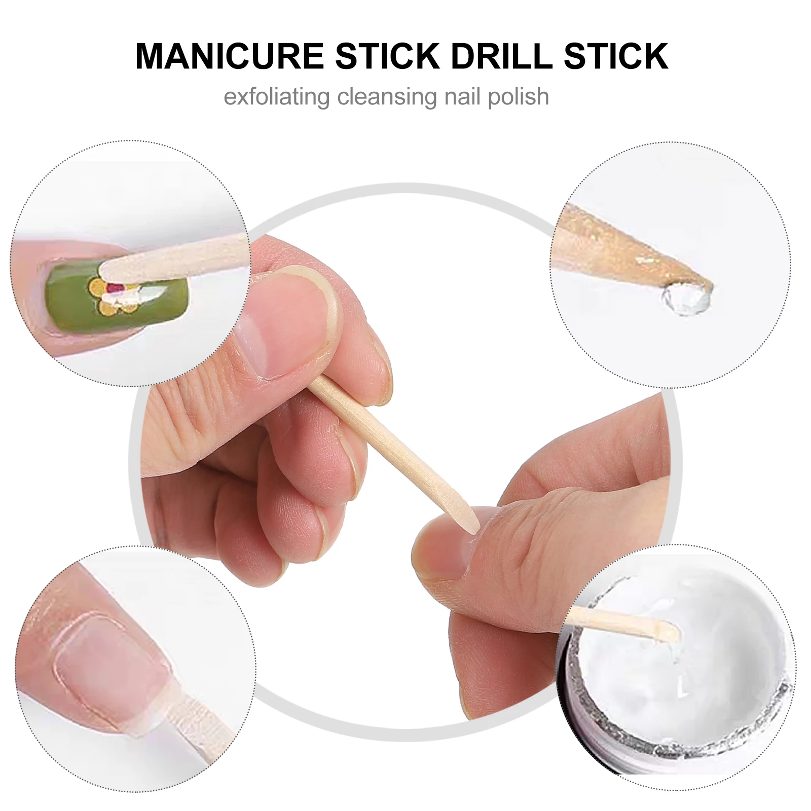 

200 Pcs Orange Stick Wood Nail Sticks Fittings Accessory Parts Wooden Manicure Tool Supply