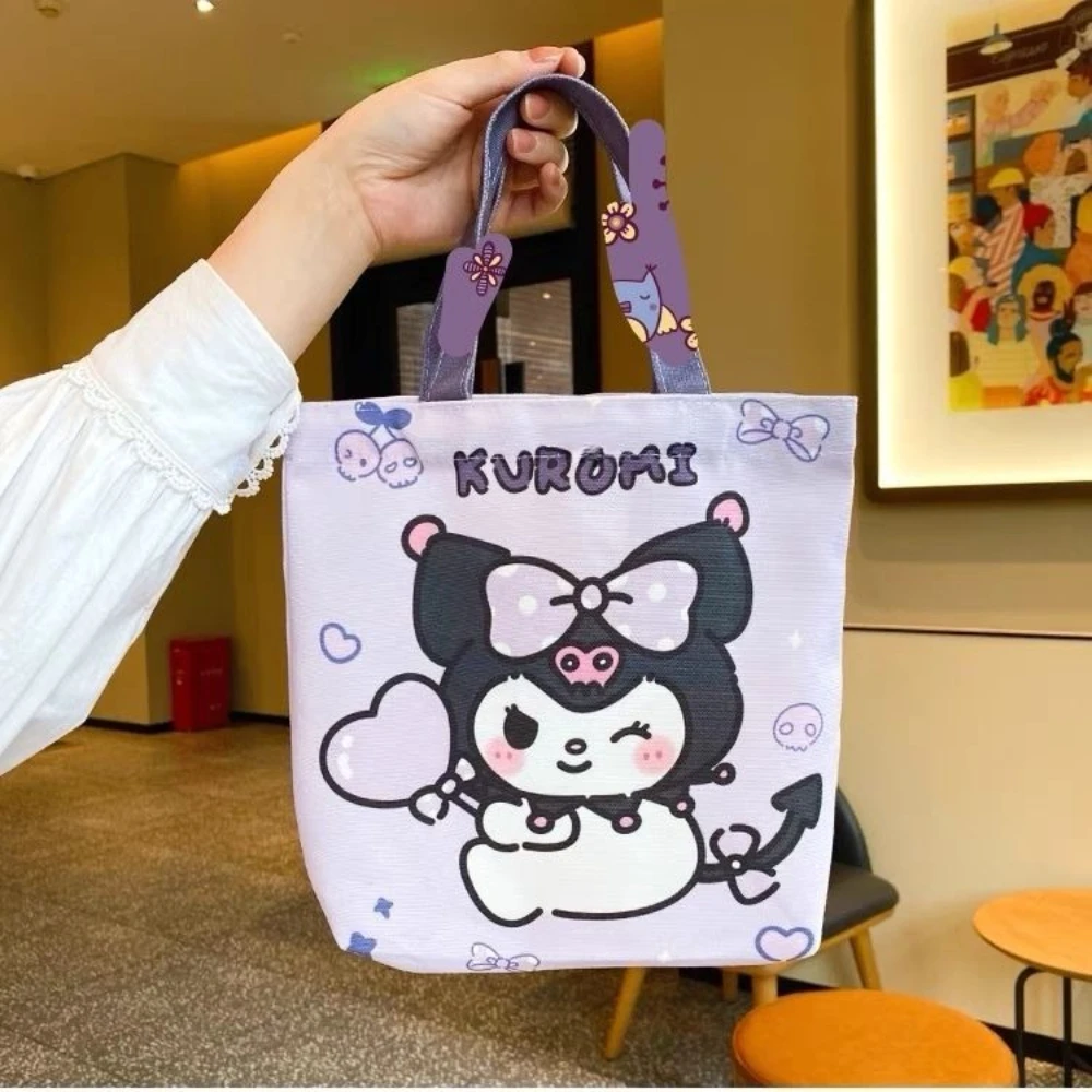 

Kuromi Women's small canvas handbag storage bag New Sanrio Women's Handbag Portable Versatile commuter tote bag Shoulder Bags