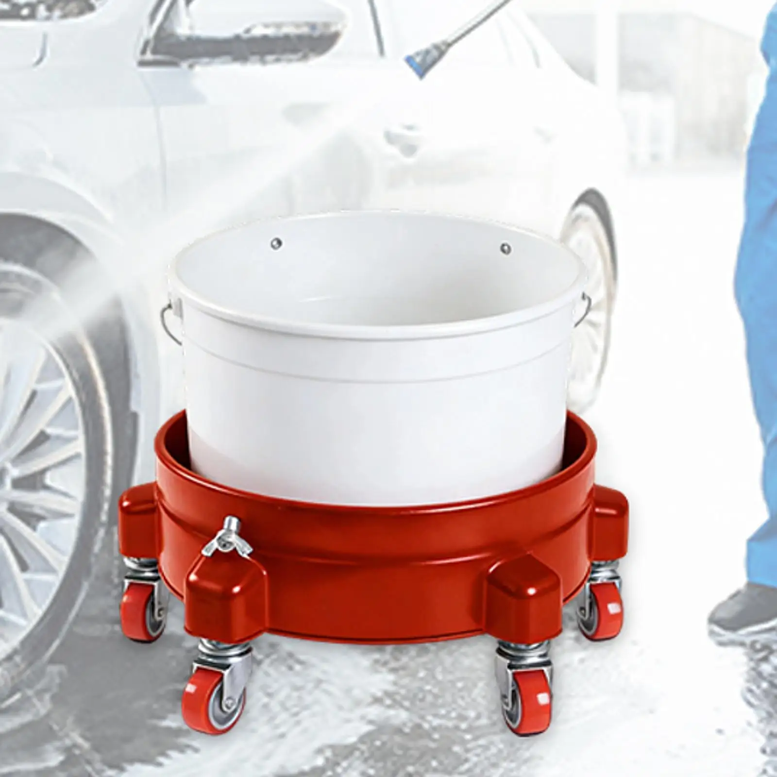 

Тележка-держатель для ведер для мойки автомобилей с колесами, вращающаяся на 360 градусов, для легкой транспортировки и профессиональных работ по чистке