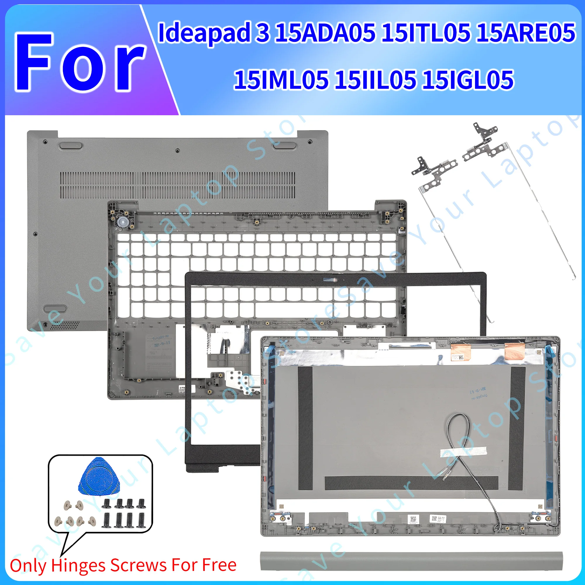 

New For Ideapad 3 15ADA05 15ITL05 15ARE05 15IML05 15IIL05 15IGL05 LCD Back Cover Bezel Palmrest Bottom Case Silver GS552