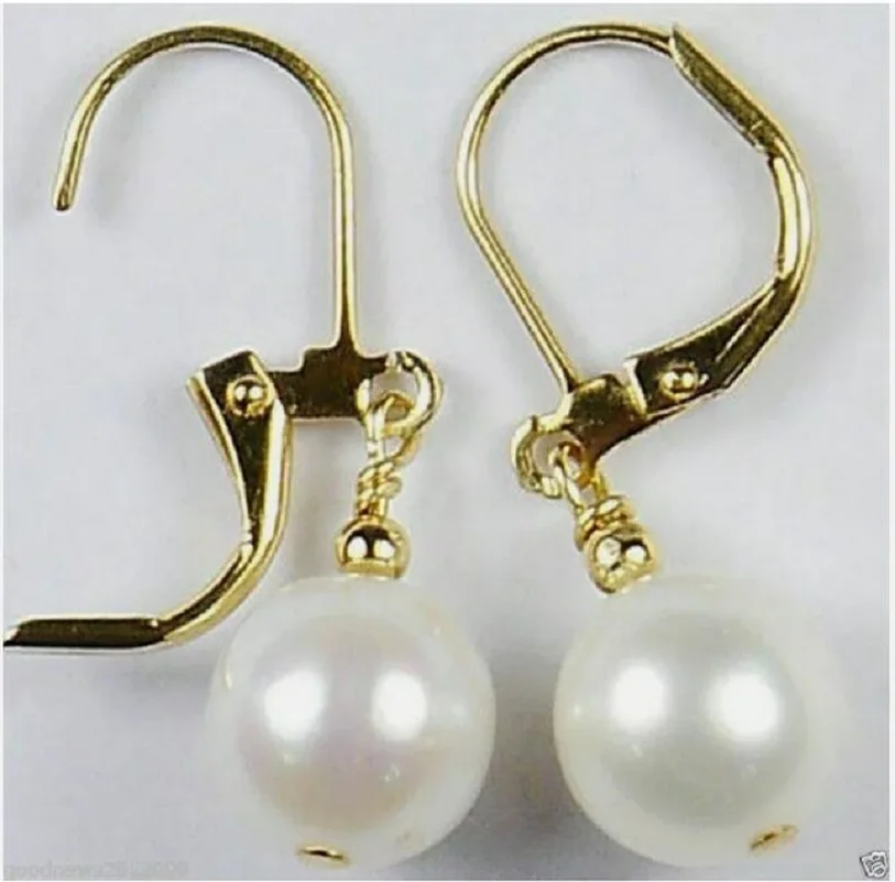 

PERFECT AAAA 9-10mm SOUTH SEA WHITE PEARL EARRINGS 14K GOLD