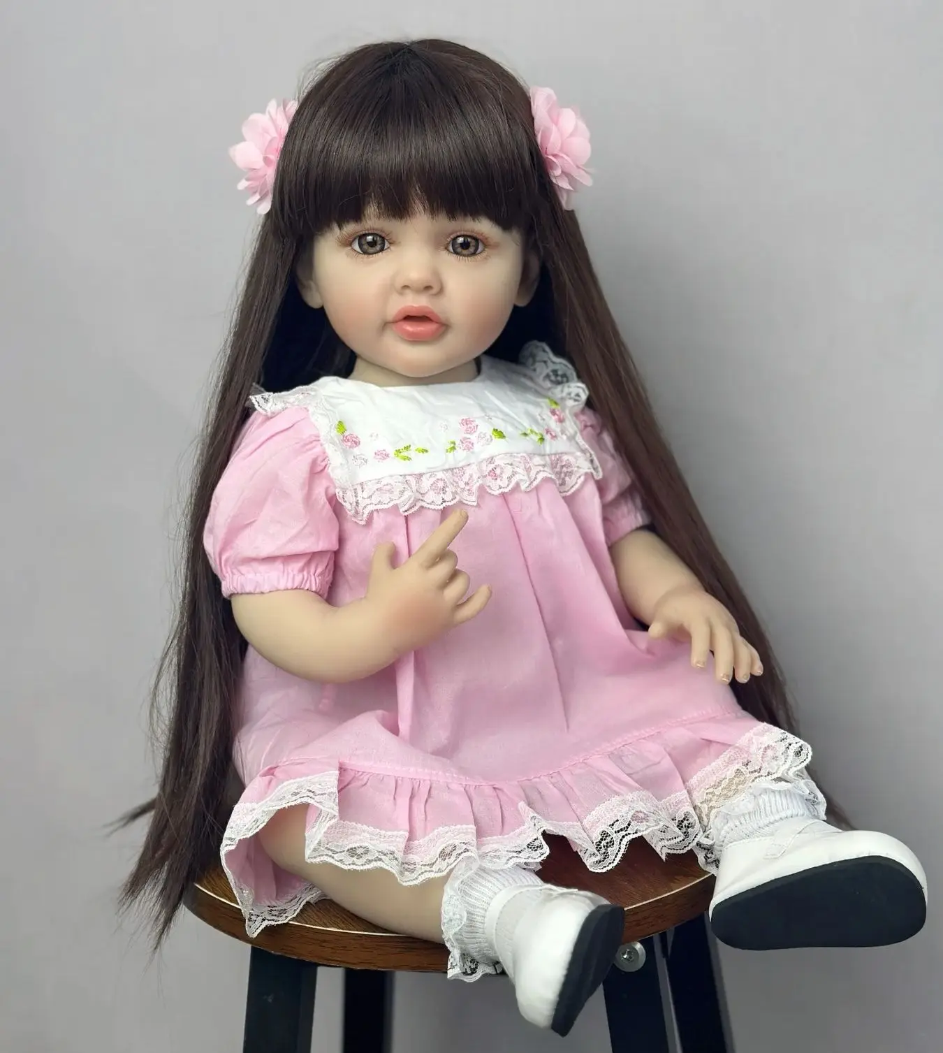 Muñeca Reborn de silicona suave de 55 CM para niña, muñeca realista de 22 pulgadas, arte de princesa para niño pequeño, regalo de Navidad para bebé