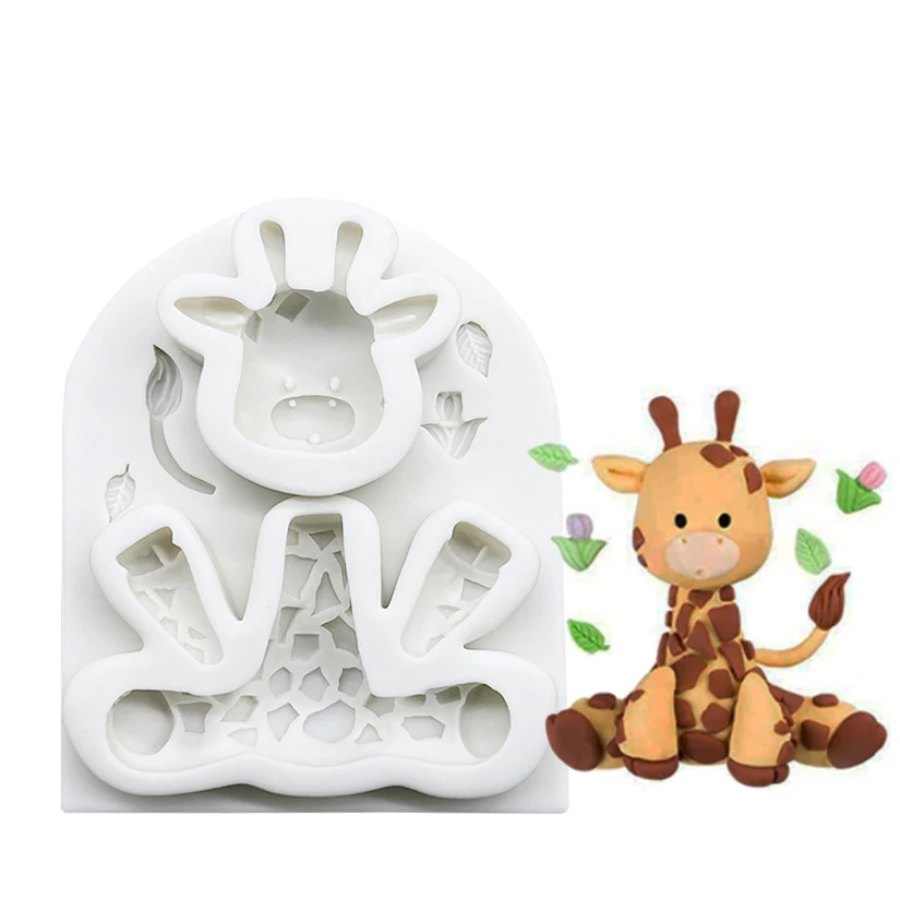 Cow Monkey Giraffe Elephant Lion Hippo Silicone Sugarcraft Mold Resin Tools Cupcake Baking Mould Fondant Cake Decorating Tools