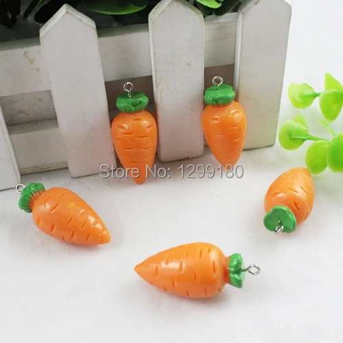 Fashion Cute Resin Carrot Fruit Pendants Charm For DIY Earrings Necklace Keyrings Making Accessories Approx 34x18mm K00401