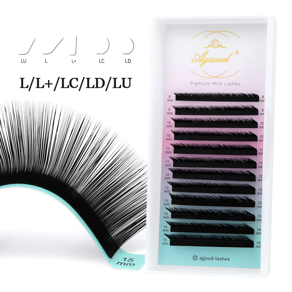 AGUUD L Eyelash L+/M/LC/LD/LU Curl Individual Eyelashes Extensions Matte Soft Silk False Lashes Makeup Classic Eyelash Extension