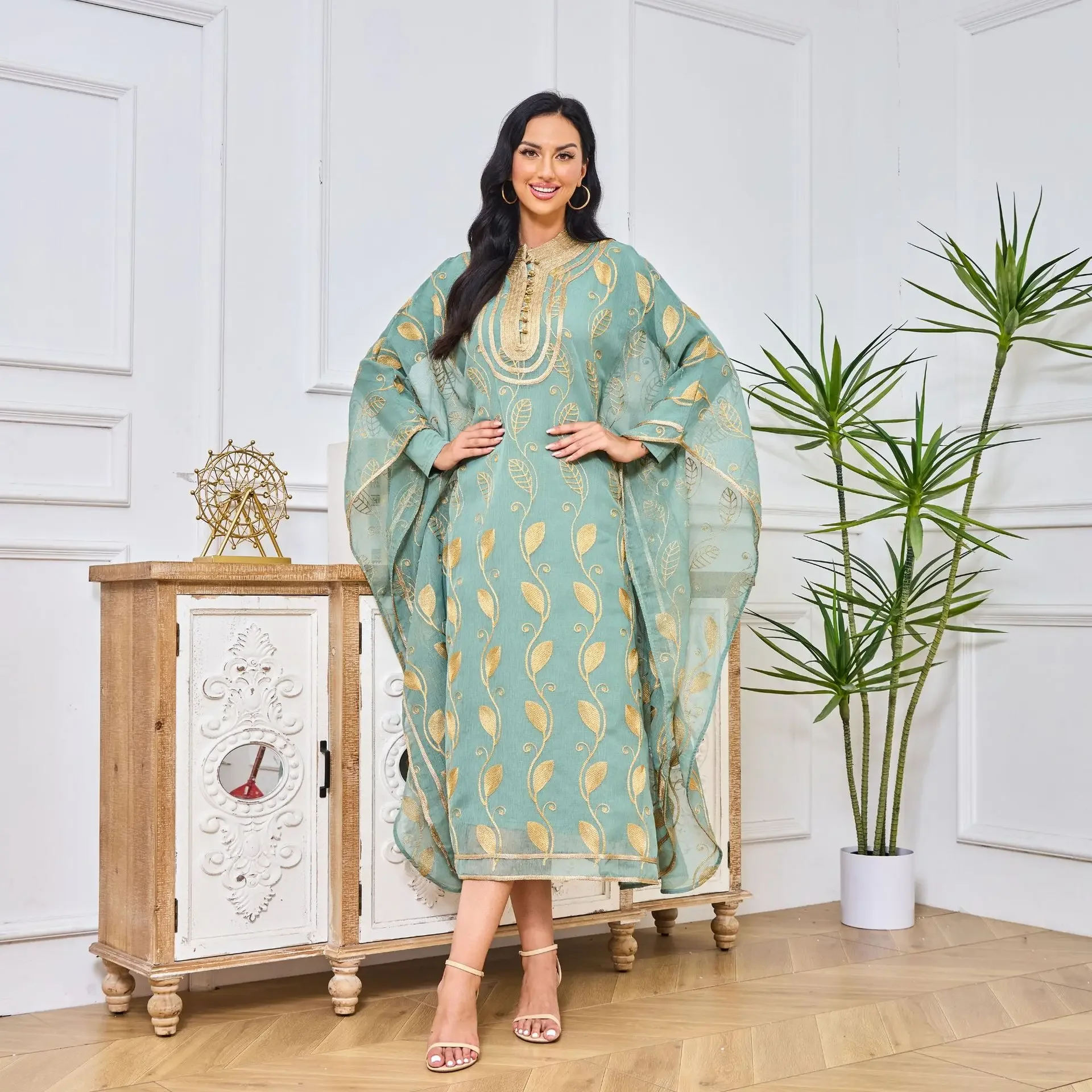 

Embroidery Muslim Sets Long Dress Muslim Robe Vest Two-piece Set Musulman Abaya Dubai Kaftan Turkey Islam Arabic Muslim Dress