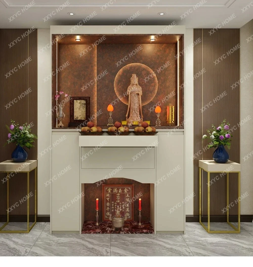 ZH Double Buddha cabinet, Buddhist niche, Buddhist door, standing cabinet, incense table, sacred cabinet, Chinese-style altar