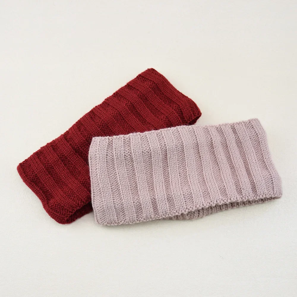 Thick Striped Plush Lining Knitted Wide Headband Women Fashion Sports Headband Solid Color Ear Warmers Winter Hair Accessories