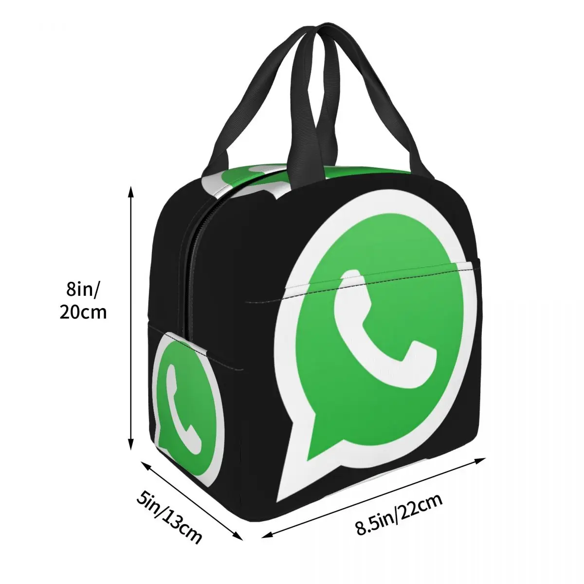 WhatsApp Logo Lunch Bag Unisex Portable Cooler Insulated Lunch Box Food Bento Box