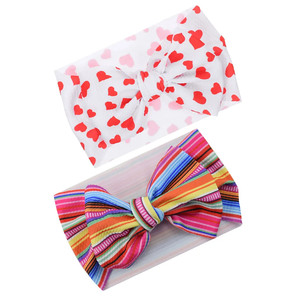 

2Pcs Children Hair Accessories Newborn Fabric Bow Headbands Girls Baby Headdress Wide Toddler Soft Comfortable Easy Clean