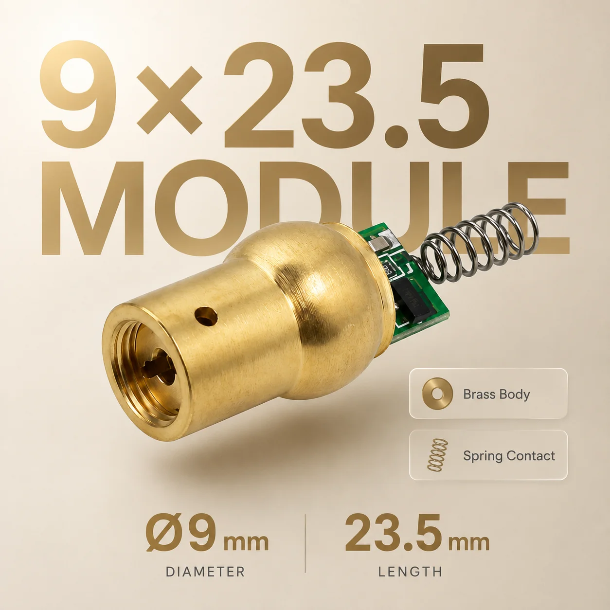 Brass Laser Module Housing with PCB Spring Contact for Tools Instruments Meters Parts and Accessories Components