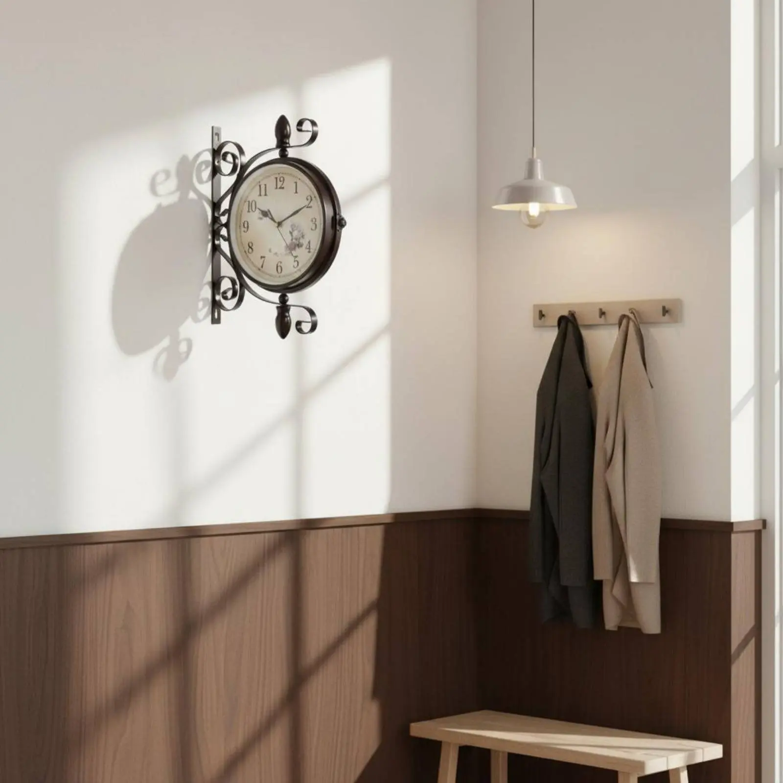 Double Sided Hanging Timepiece Easy to Clean Vintage Double Sided Timepiece