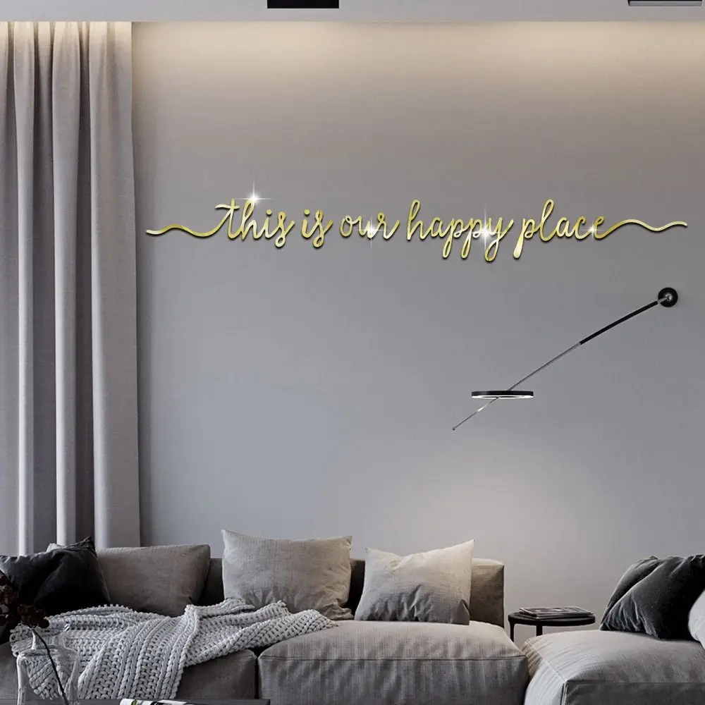 2Pcs/set Solid Color Famous Quote Mirror Sticker Modern Acrylic English Letters Mirror Sticker 3D Simple Acrylic Wall Decal